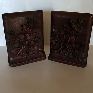 Antique Bookends Rose's Floral Bouquet Vintage
